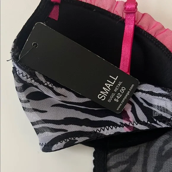 Rampage sexy lingerie sleepwear tie up skirt festival rave halloween zebra - Picture 7 of 7